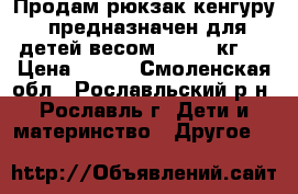Продам рюкзак-кенгуру( предназначен для детей весом 3.6-9.1кг.) › Цена ­ 500 - Смоленская обл., Рославльский р-н, Рославль г. Дети и материнство » Другое   